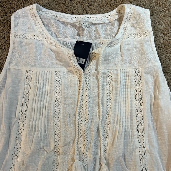 Lucky Brand White Sleeveless Boho Lace Tassel Top – 1X NWT - Picture 3 of 14